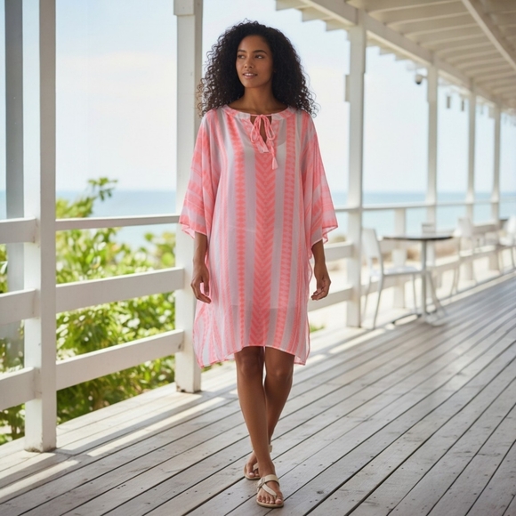 Goa Beachwear by Japna Women’s Coral Pink Beach Cover-Up Tunic Size XL - Picture 9 of 9